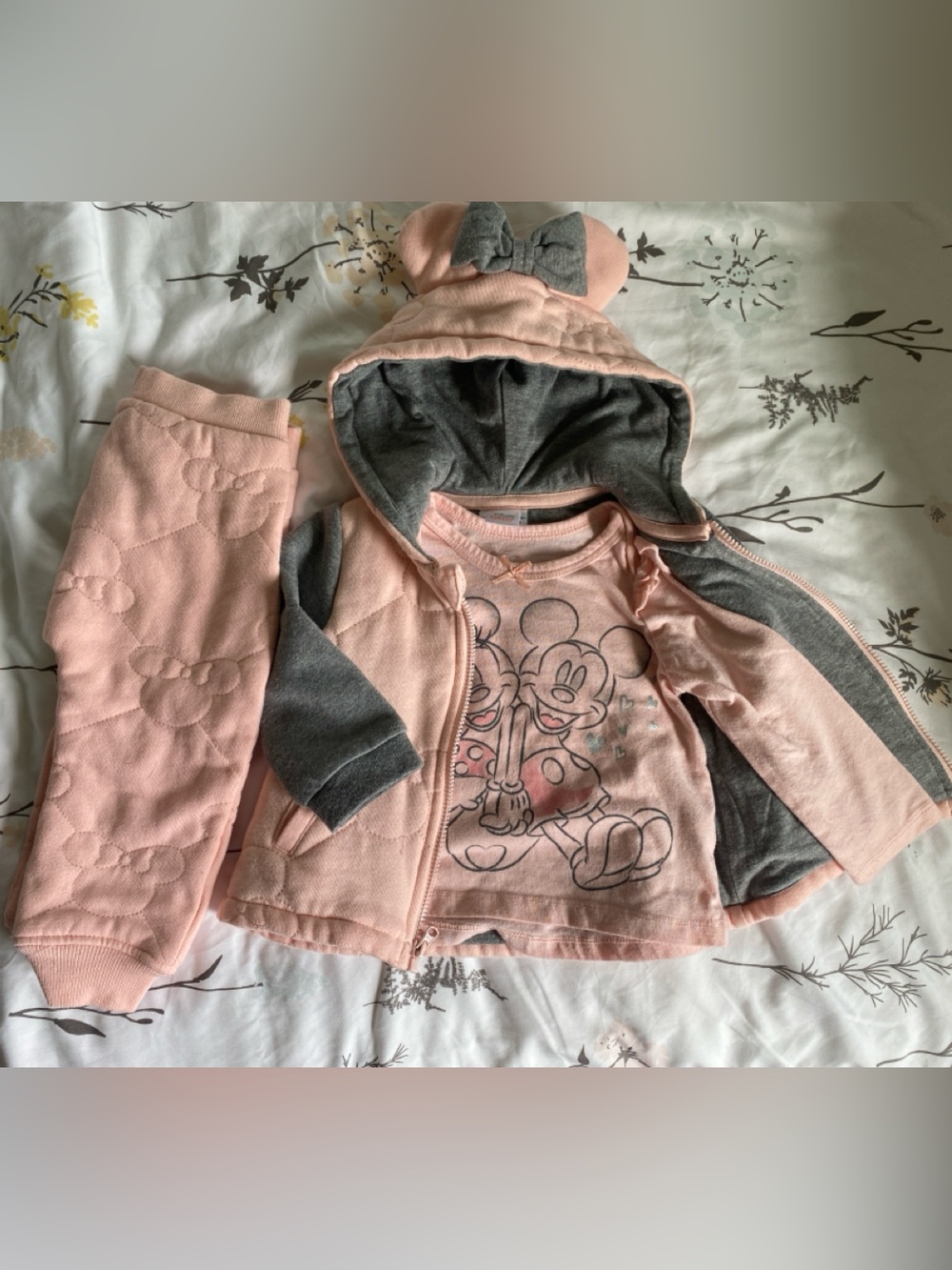 Baby Girl Pink Minnie Mouse Hoodie and Pants Set Size 12 months -Like New!